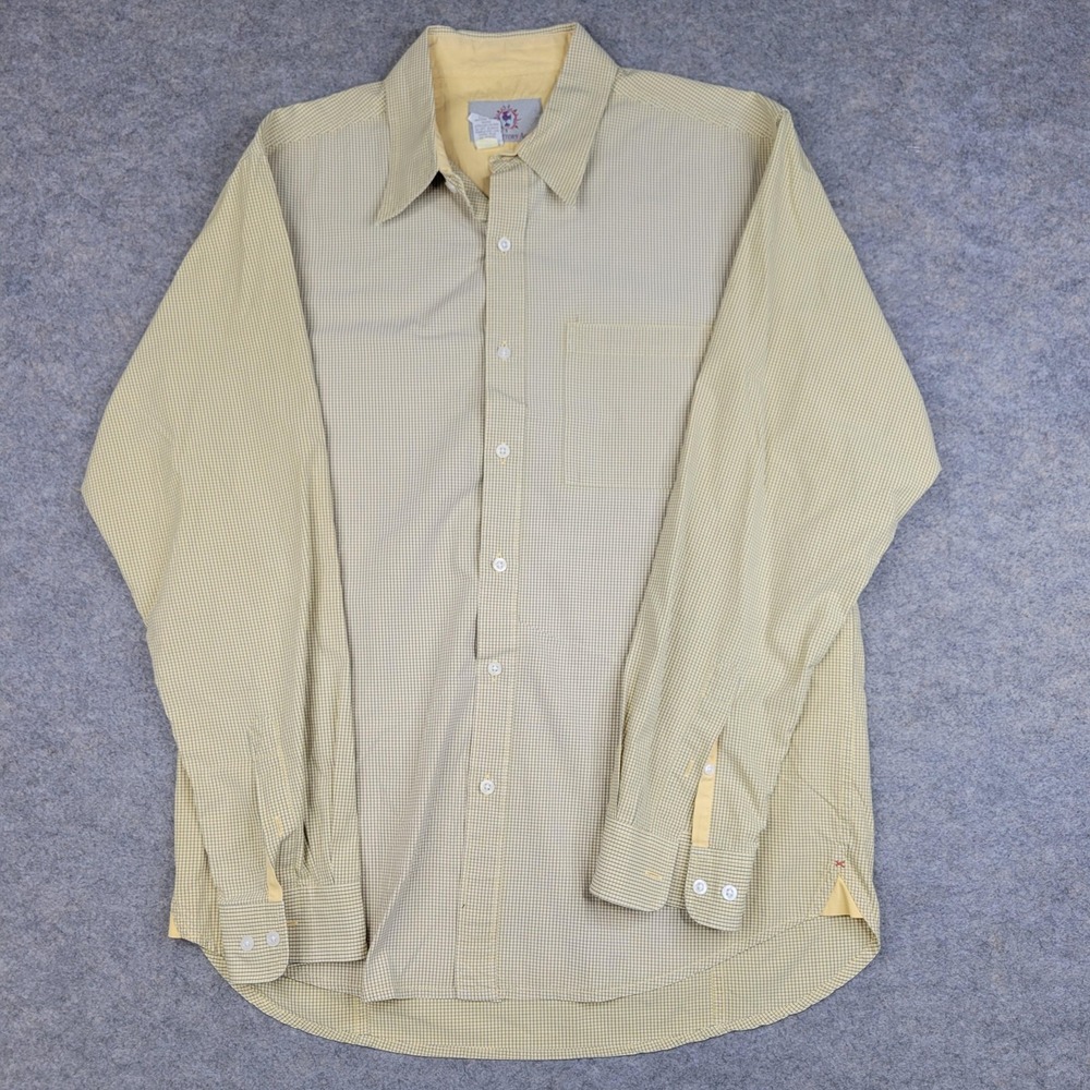 The Territory‎ Ahead Shirt Mens Medium Yellow Check Button Long Sleeve Casual